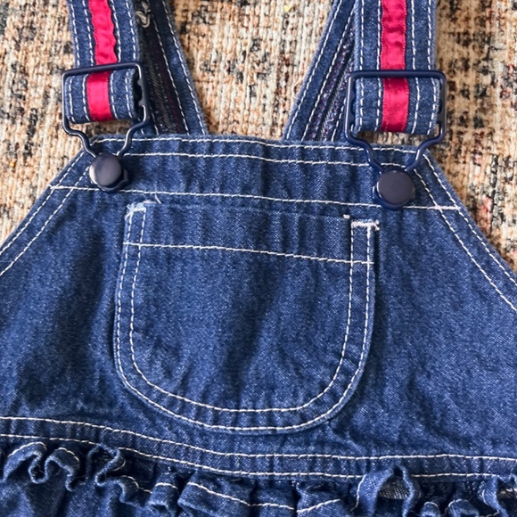 24m Vintage Please Mum denim overalls with floral design - Picture 2 of 5